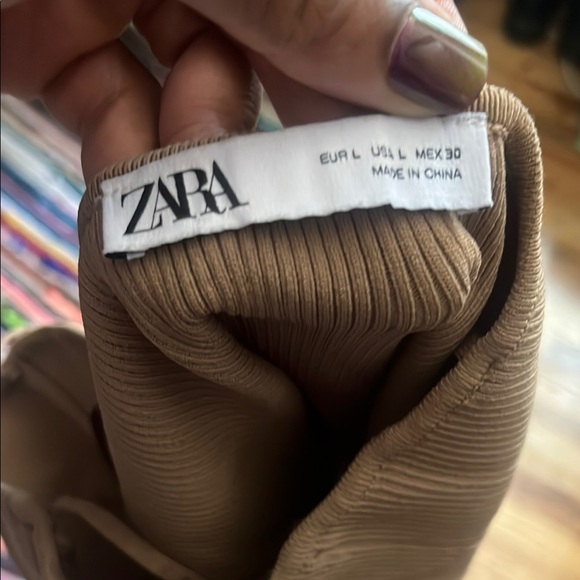 Zara Tan Ribbed Bodysuit - Picture 3 of 4